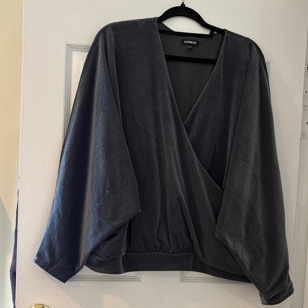 Express Charcoal Wrap Blouse